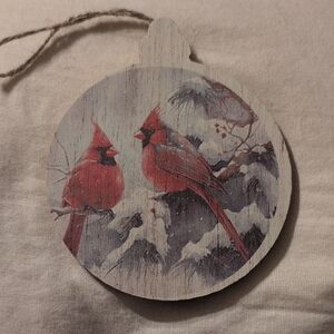 Cardinal Bird Wooden Ornament